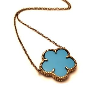 Sterling Silver Floral Necklace in Tiffany Blue
